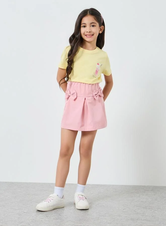 Styli Girls Yellow Graphic Print T-Shirt